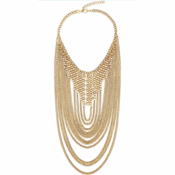 Steve Madden Jewelry - Steve Madden Gold plated Waterfall Necklace Draped Bib w/Lobster Claw Close NEW